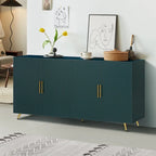 Meuble TV et buffet à 4 portes Bleu marine / Blanc antique, compatible avec un téléviseur jusqu'à 65 po
