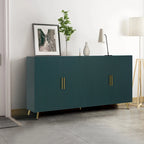 Meuble TV et buffet à 4 portes Bleu marine / Blanc antique, compatible avec un téléviseur jusqu'à 65 po