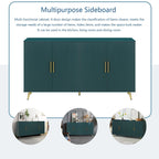 Meuble TV et buffet à 4 portes Bleu marine / Blanc antique, compatible avec un téléviseur jusqu'à 65 po