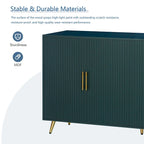 Meuble TV et buffet à 4 portes Bleu marine / Blanc antique, compatible avec un téléviseur jusqu'à 65 po