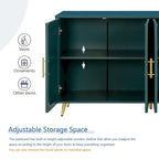 Meuble TV et buffet à 4 portes Bleu marine / Blanc antique, compatible avec un téléviseur jusqu'à 65 po