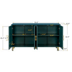 Meuble TV et buffet à 4 portes Bleu marine / Blanc antique, compatible avec un téléviseur jusqu'à 65 po