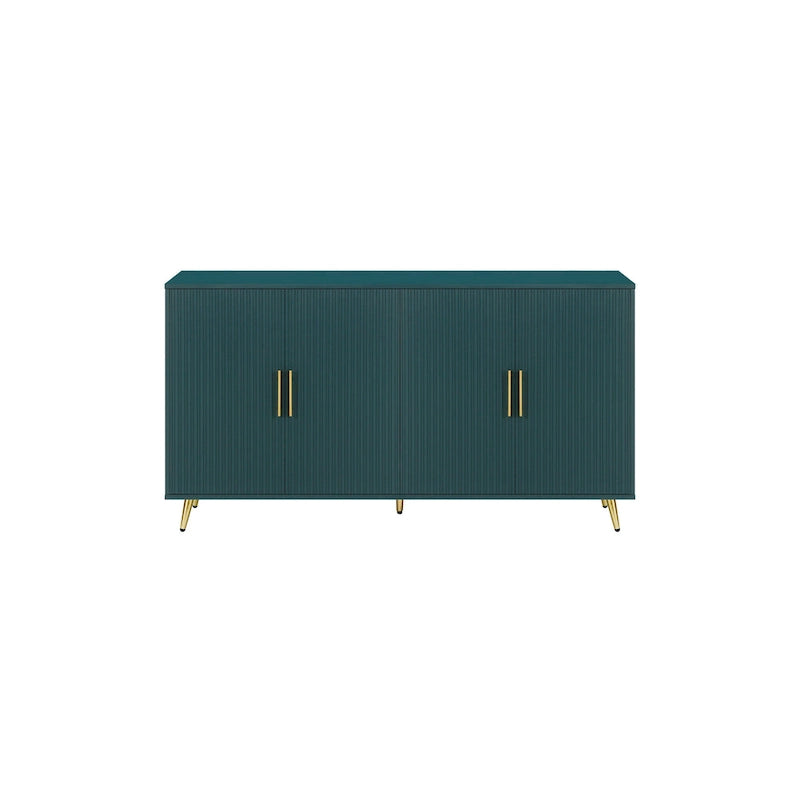 Meuble TV et buffet à 4 portes Bleu marine / Blanc antique, compatible avec un téléviseur jusqu'à 65 po