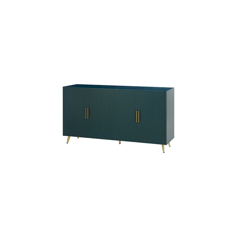 Meuble TV et buffet à 4 portes Bleu marine / Blanc antique, compatible avec un téléviseur jusqu'à 65 po