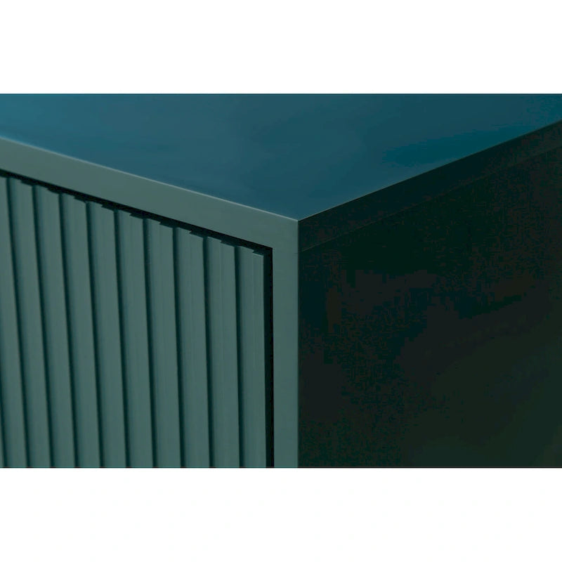 Meuble TV et buffet à 4 portes Bleu marine / Blanc antique, compatible avec un téléviseur jusqu'à 65 po