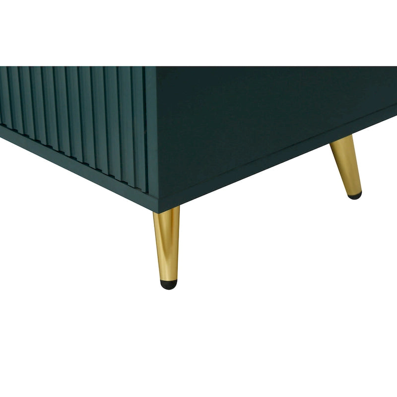 Meuble TV et buffet à 4 portes Bleu marine / Blanc antique, compatible avec un téléviseur jusqu'à 65 po