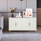 Meuble TV et buffet à 4 portes Bleu marine / Blanc antique, compatible avec un téléviseur jusqu'à 65 po