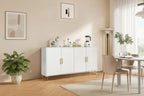 Meuble TV et buffet à 4 portes Bleu marine / Blanc antique, compatible avec un téléviseur jusqu'à 65 po
