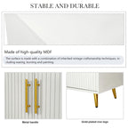 Meuble TV et buffet à 4 portes Bleu marine / Blanc antique, compatible avec un téléviseur jusqu'à 65 po