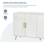 Meuble TV et buffet à 4 portes Bleu marine / Blanc antique, compatible avec un téléviseur jusqu'à 65 po