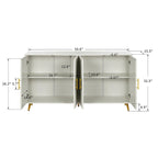 Meuble TV et buffet à 4 portes Bleu marine / Blanc antique, compatible avec un téléviseur jusqu'à 65 po
