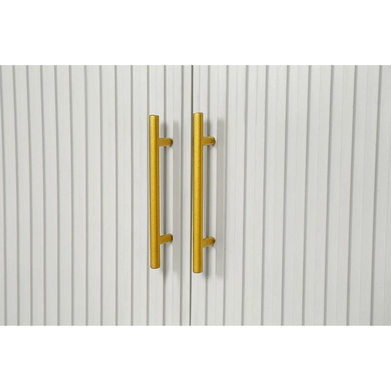 Meuble TV et buffet à 4 portes Bleu marine / Blanc antique, compatible avec un téléviseur jusqu'à 65 po