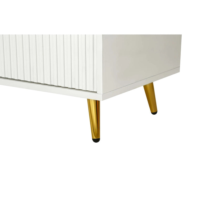 Meuble TV et buffet à 4 portes Bleu marine / Blanc antique, compatible avec un téléviseur jusqu'à 65 po