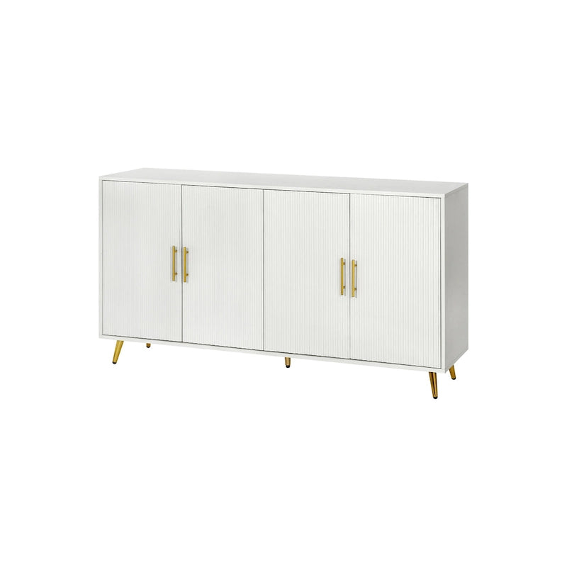 Meuble TV et buffet à 4 portes Bleu marine / Blanc antique, compatible avec un téléviseur jusqu'à 65 po