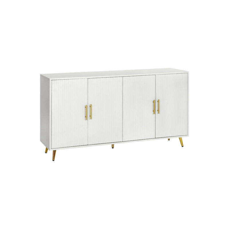 Meuble TV et buffet à 4 portes Bleu marine / Blanc antique, compatible avec un téléviseur jusqu'à 65 po