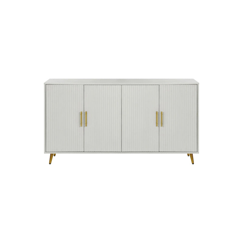 Meuble TV et buffet à 4 portes Bleu marine / Blanc antique, compatible avec un téléviseur jusqu'à 65 po
