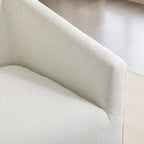 Fauteuil pivotant rond en chenille gris et blanc, une place