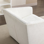 Fauteuil pivotant rond en chenille gris et blanc, une place