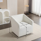 Fauteuil pivotant rond en chenille gris et blanc, une place