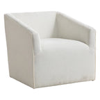 Fauteuil pivotant rond en chenille gris et blanc, une place