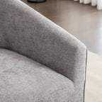 Fauteuil pivotant rond en chenille gris et blanc, une place