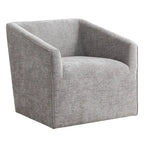 Fauteuil pivotant rond en chenille gris et blanc, une place