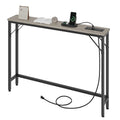 Console étroite gris/marron/noir avec prises, Minimaliste, 1 personne