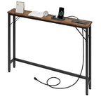 Console étroite gris/marron/noir avec prises, Minimaliste, 1 personne