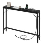 Console étroite gris/marron/noir avec prises, Minimaliste, 1 personne