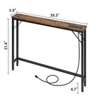 Console étroite gris/marron/noir avec prises, Minimaliste, 1 personne