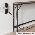 Console étroite gris/marron/noir avec prises, Minimaliste, 1 personne