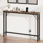 Console étroite gris/marron/noir avec prises, Minimaliste, 1 personne