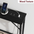 Console étroite gris/marron/noir avec prises, Minimaliste, 1 personne