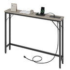 Console étroite gris/marron/noir avec prises, Minimaliste, 1 personne