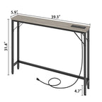Console étroite gris/marron/noir avec prises, Minimaliste, 1 personne