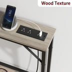 Console étroite gris/marron/noir avec prises, Minimaliste, 1 personne