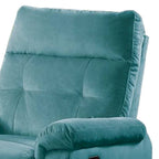 Fauteuil inclinable manuel en velours bleu sarcelle, capitonné, 1 place