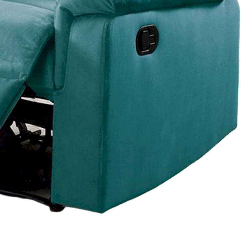 Fauteuil inclinable manuel en velours bleu sarcelle, capitonné, 1 place