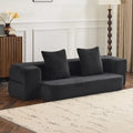 Canapé modulable noir / gris clair avec pouf, convertible, 2–3 places
