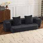 Canapé modulable noir / gris clair avec pouf, convertible, 2–3 places