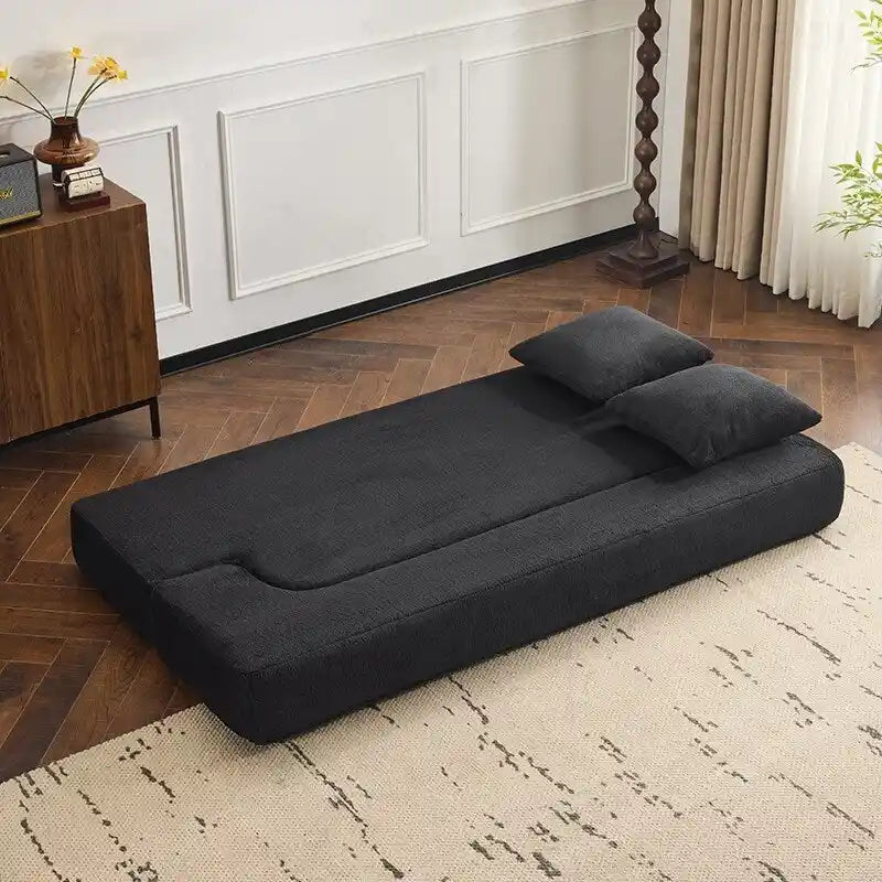 Canapé modulable noir / gris clair avec pouf, convertible, 2–3 places