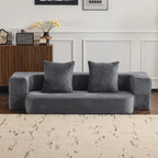 Canapé modulable noir / gris clair avec pouf, convertible, 2–3 places