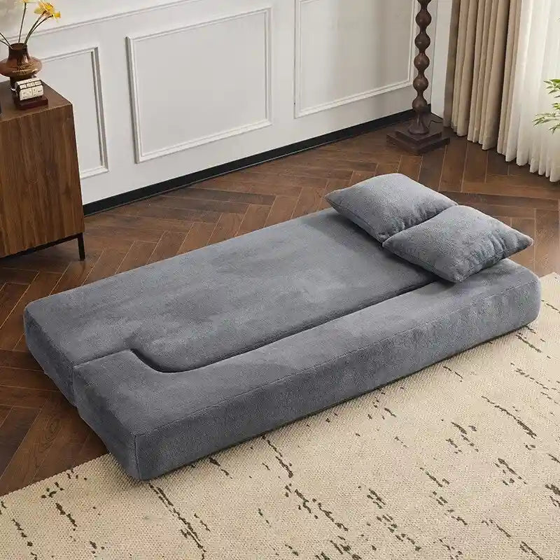 Canapé modulable noir / gris clair avec pouf, convertible, 2–3 places