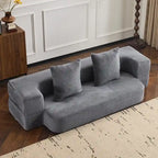 Canapé modulable noir / gris clair avec pouf, convertible, 2–3 places