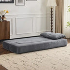 Canapé modulable noir / gris clair avec pouf, convertible, 2–3 places