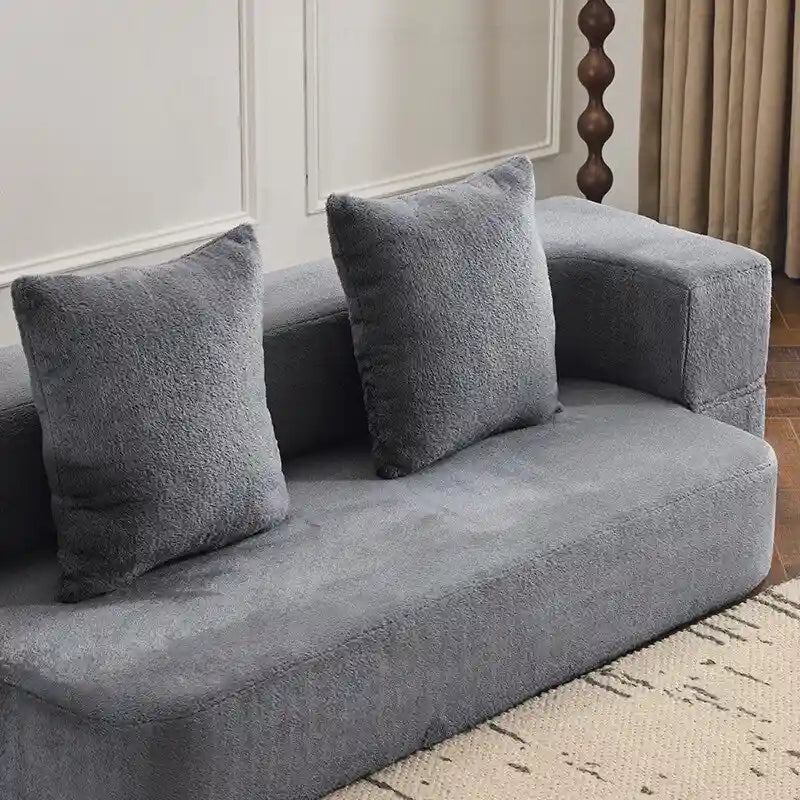 Canapé modulable noir / gris clair avec pouf, convertible, 2–3 places