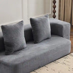 Canapé modulable noir / gris clair avec pouf, convertible, 2–3 places