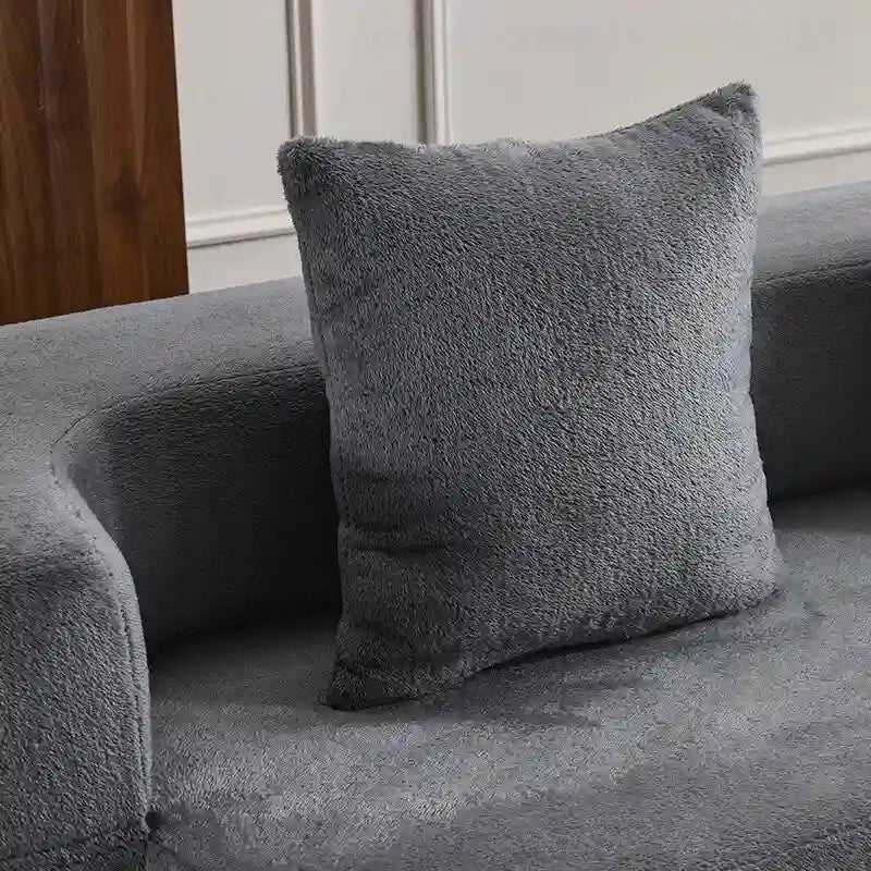 Canapé modulable noir / gris clair avec pouf, convertible, 2–3 places