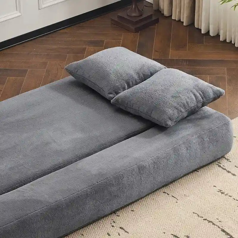 Canapé modulable noir / gris clair avec pouf, convertible, 2–3 places