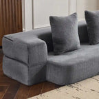 Canapé modulable noir / gris clair avec pouf, convertible, 2–3 places
